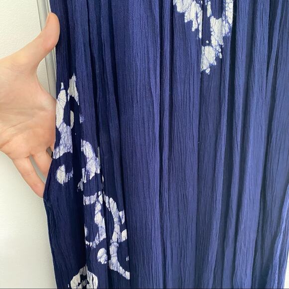 Navy Tie-dyed Embroidered Boho Maxi Dress Coverup - Picture 6 of 8